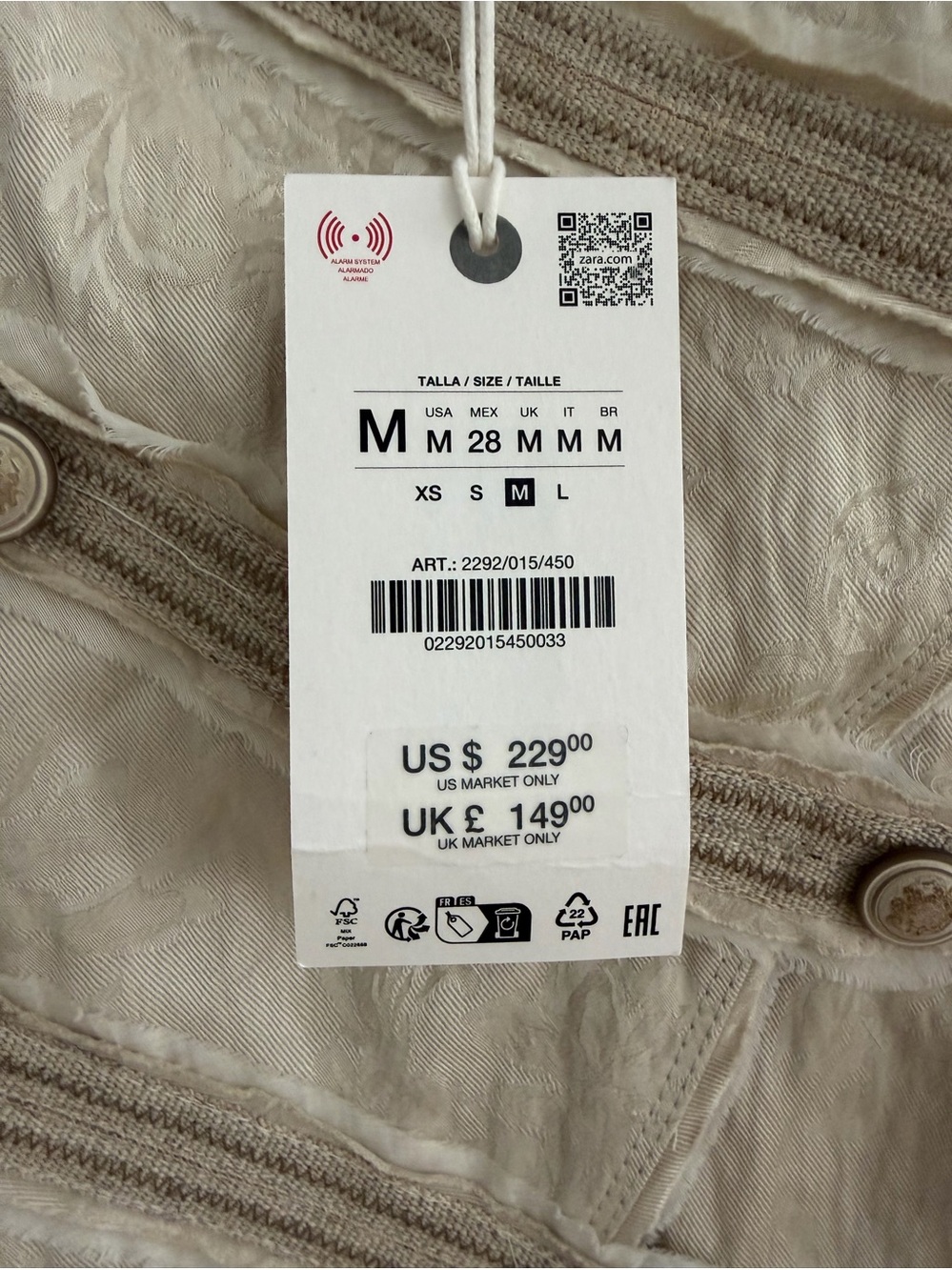 Zara Cream Military-Inspired Cropped Jacket - Picture 3 of 11